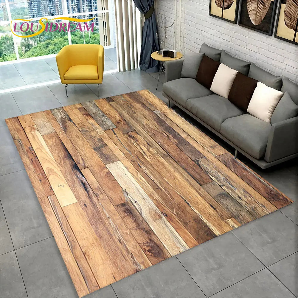 Navak Carpet 3D HD Wood Grain Retro Area Rug Large,Carpet Rug for Home Living Room Kids Bedroom Sofa Doormat Decor,Kitchen Non-slip Floor Mat