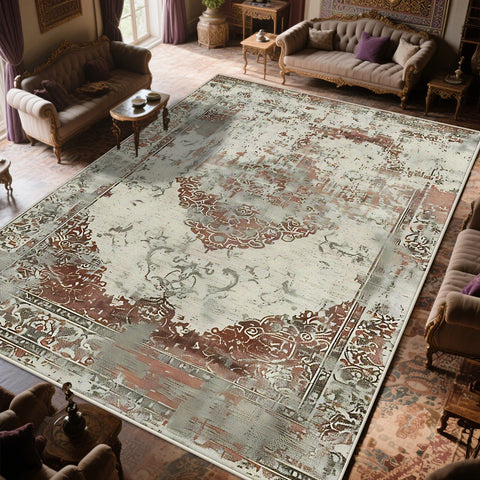 Navak Carpet Retro Old-fashioned Persian CARPET FOR LIVE ROOM Non-slip Decoration Bedroom Boho Classical Large Rug Washable Parlor Mat floor