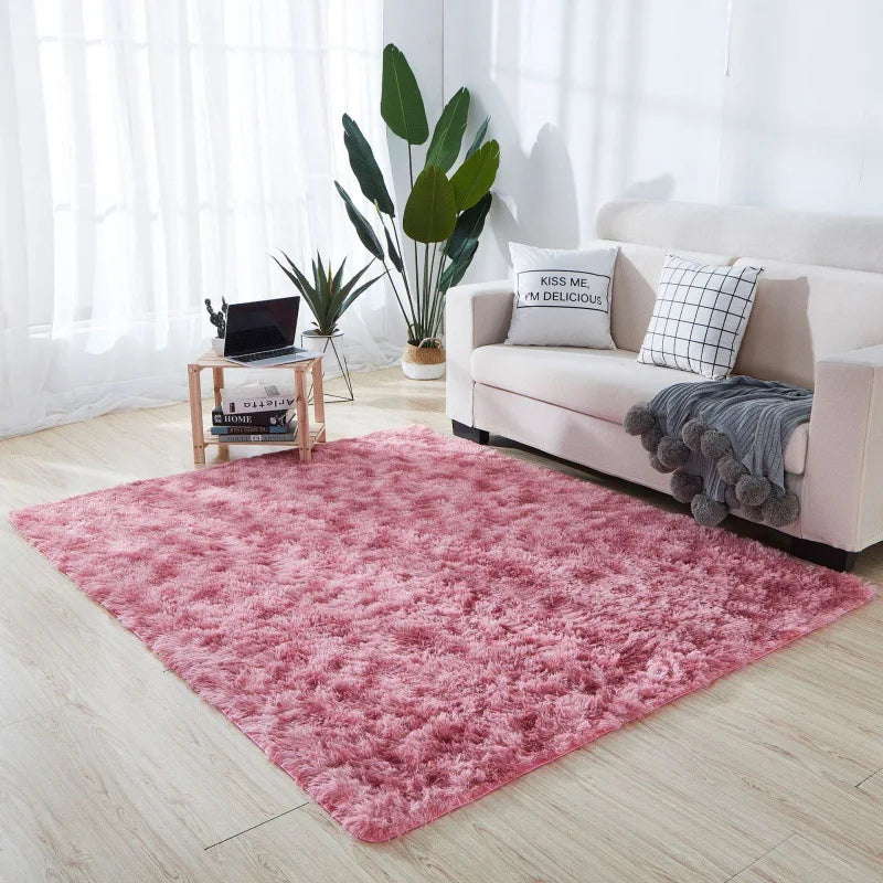 Navak Carpet Soft Long Plush Bedroom Rug Living Room Fluffy Gradient Carpet Mats Tie Dyeing Floor Carpets Bay Window Home Decor Rugs