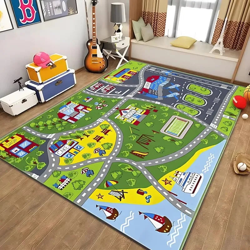 Navak Carpet Children’s Educational City Life Playmat Rug Road Traffic System Carpet for Bedroom Playroom Fun Learning Floor Mat Safe Kids