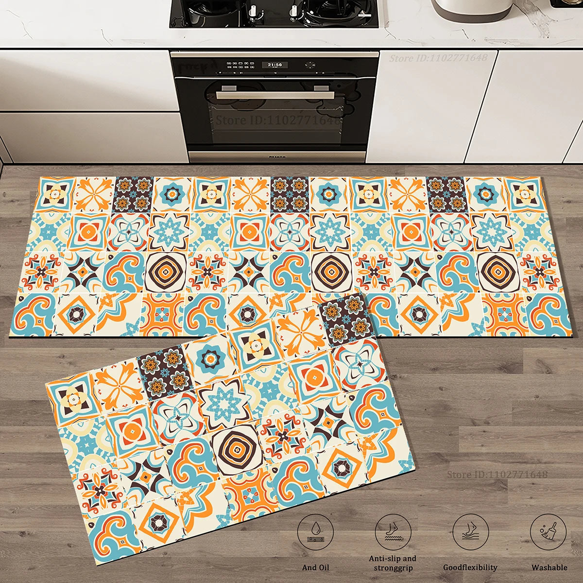 Navak Carpet Flowers Colorful Non-Slip Kitchen Carpet Washable Floor Mat Dual Surface Absorbent  Doormat Rug Entrance Large Long Quality Mat