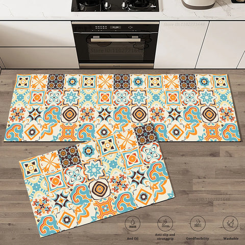 Navak Carpet Flowers Colorful Non-Slip Kitchen Carpet Washable Floor Mat Dual Surface Absorbent  Doormat Rug Entrance Large Long Quality Mat