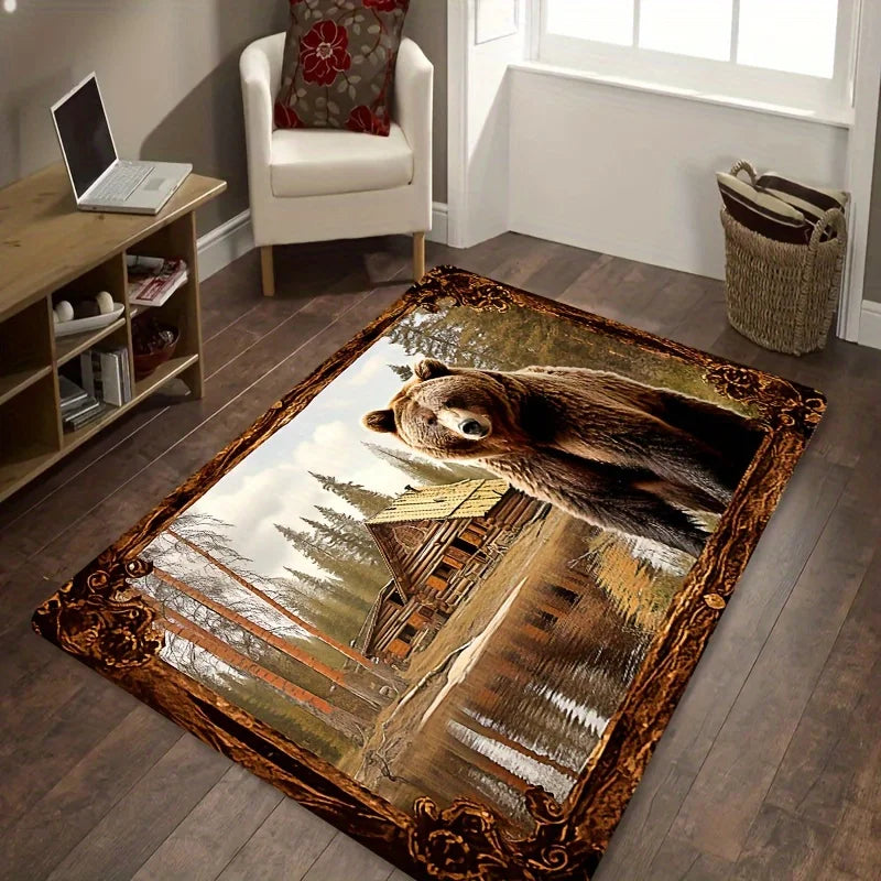 Navak Carpet Exclusive Picks Brown Bear Beast Pattern Carpet, Soft Non-Slip Home Decor Living Room Rug, Room Carpet, Bathroom Kitchen Foot Mat