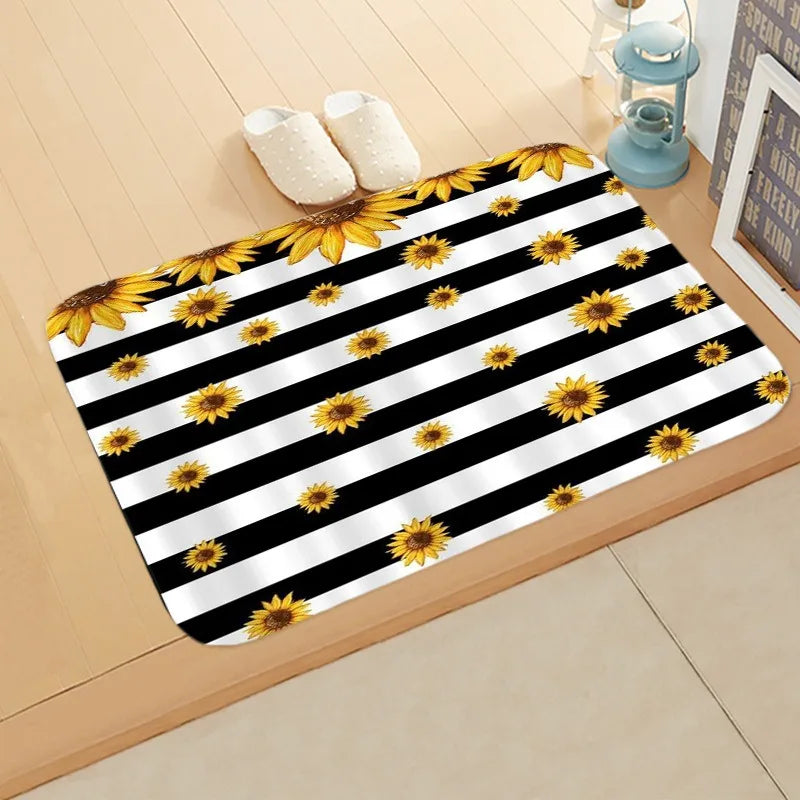 Navak Carpet Sunflower Entrance Welcome Door Mat Flowers Bedroom Bedside Decor Carpet Non-slip Bathroom Kitchen Foot Rugs for Indoor Home