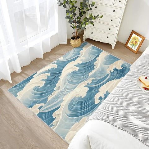 Navak Carpet Great Wave Rug - Japanese Hokusai Area Rug Ocean Wave Rugs Asian Oriental Carpet - Great  Home Decor