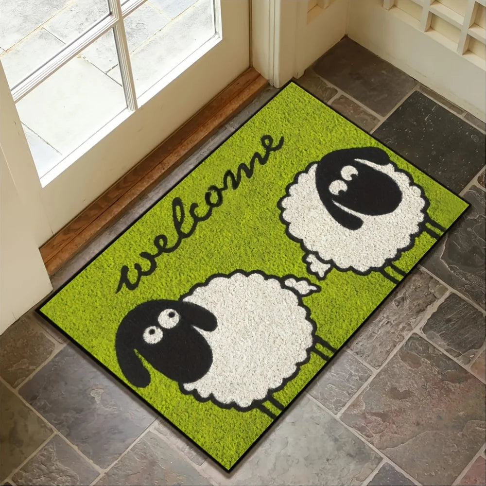 Navak Carpet Elegant, Rustic Sheep Welcome Mat Machine Washable Floor Rug for Home Decor | Perfect for Entryway, Kitchen, Bedroom & Hallway
