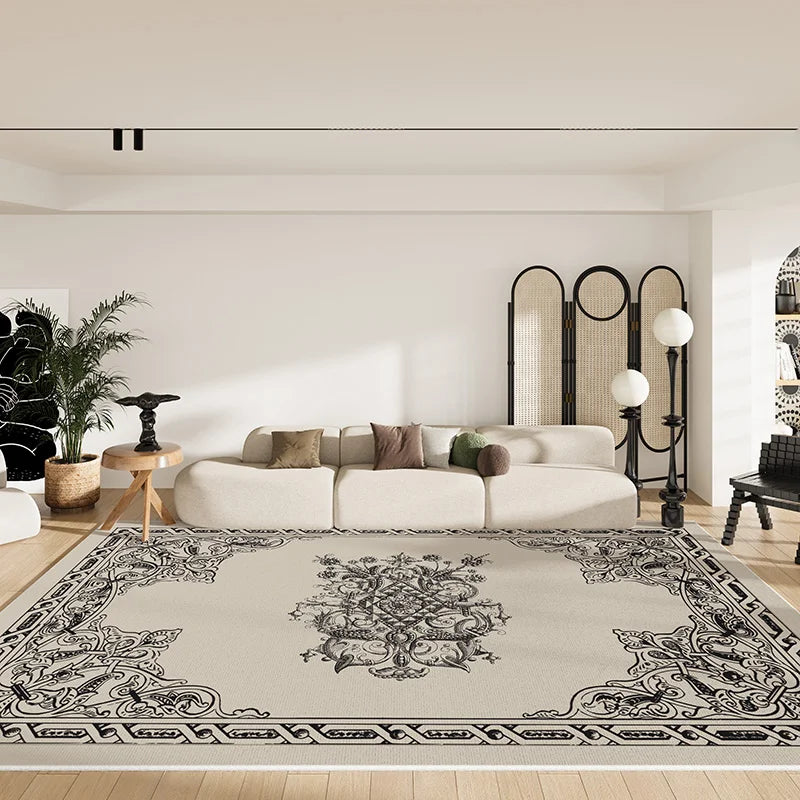 Navak Carpet French Retro Style Carpets for Living Room Large Area Bedroom Decor Plush Carpet Waterproof Bedside Floor Mat Anti-slip Soft Rug