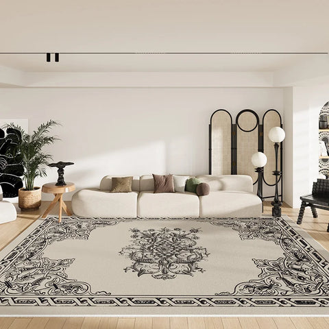 Navak Carpet French Retro Style Carpets for Living Room Large Area Bedroom Decor Plush Carpet Waterproof Bedside Floor Mat Anti-slip Soft Rug