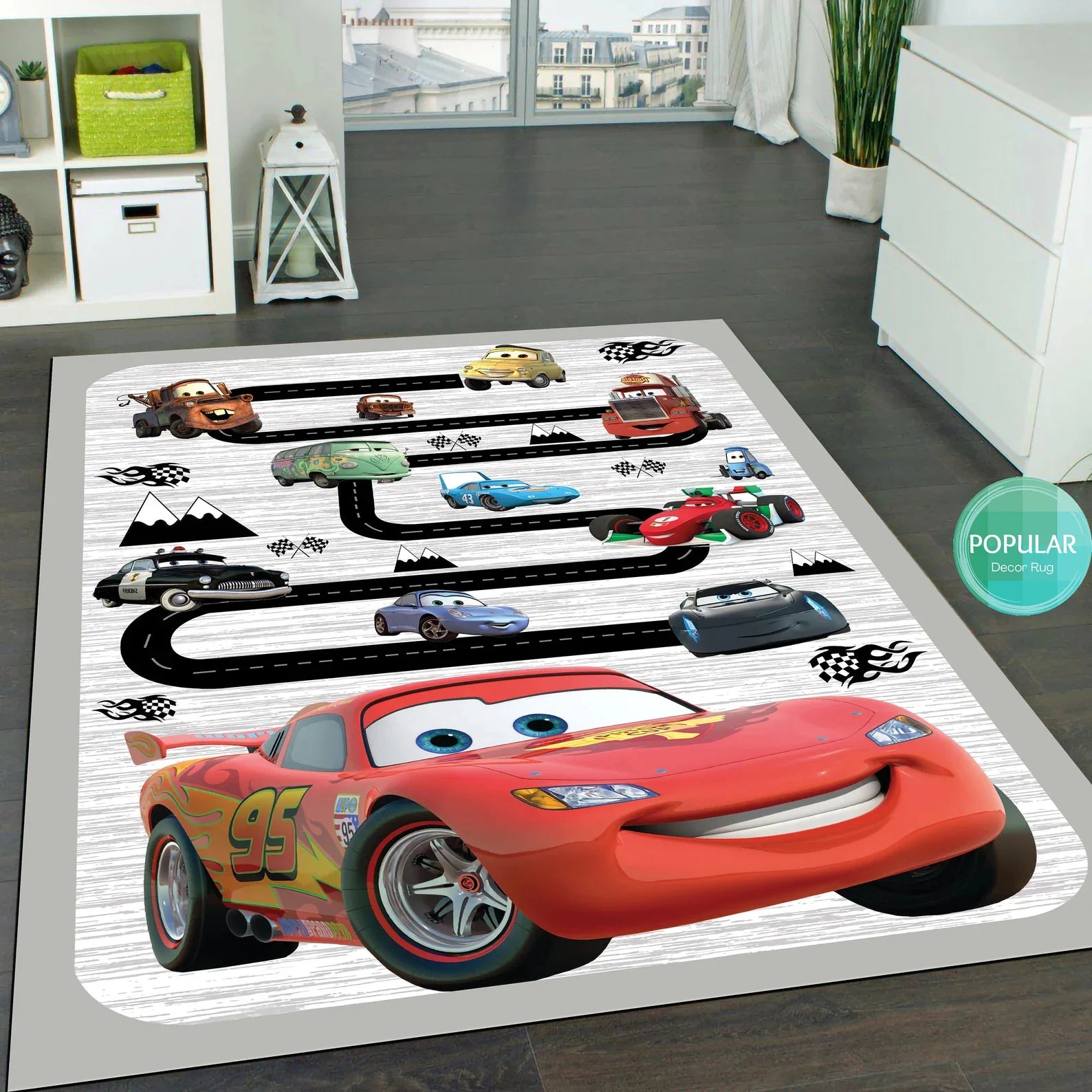 Navak Carpet Daily Picks Motorway Road Car Floor Carpet McQueen Cartoon Car Rug for Kids Room Decor Minimalist Nursery Child Play Mat Gift Ideas