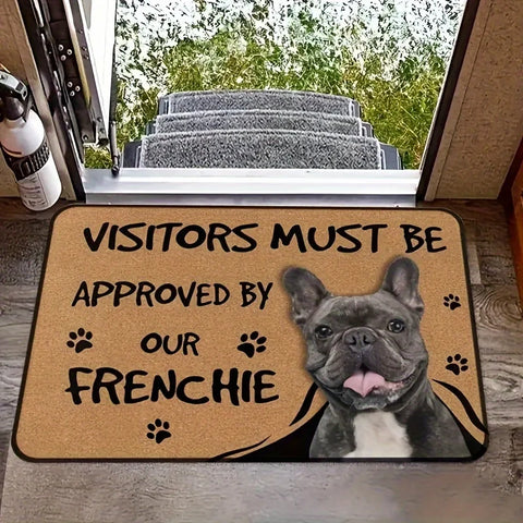 Navak Carpet French Bulldog Anti Slip DoorMat Interesting "Visitor Must Be Approved" Welcome Felt Rug Polyester Decorative Living Room Carpet