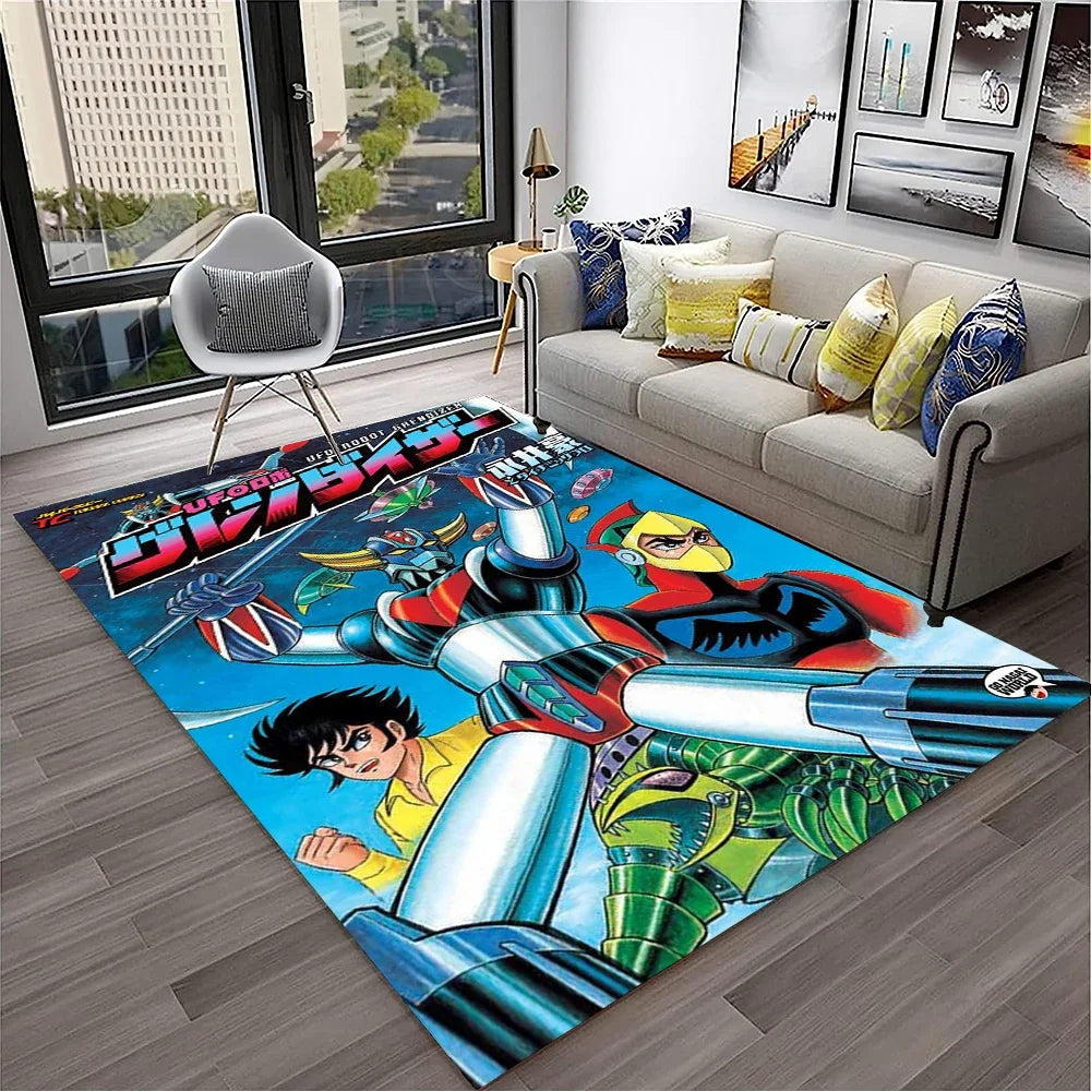 Navak Carpet 3D Cartoon UFO Robot Grendizer Anime Carpet Rug for Home Living Room Bedroom Sofa Doormat Decor,kids Area Rug Non-slip Floor Mat