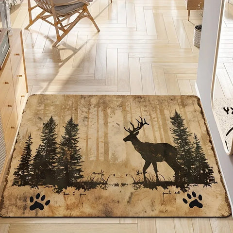 Navak Carpet 1PC Milu Deer Pattern Kitchen Rugs Non-Slip Home Door Mats Pop design Bathroom Rugs Bath Mat Carpet for Home Sink Laundry Decor