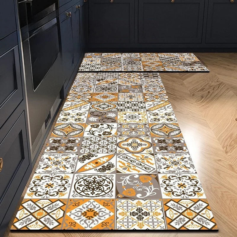 Navak Carpet Exclusive Picks American Light Luxury Water-absorbent Non-slip Dirt-resistant Foot Mat Vintage Crystal Velvet Kitchen Doorway Carpet