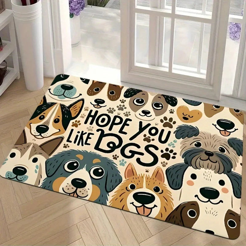 Navak Carpet 1 piece warm and cute dog element doormat - non-slip and soft with playful cartoon dog pattern, suitable for indoor/outdoor use