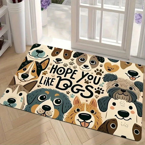 Navak Carpet 1 piece warm and cute dog element doormat - non-slip and soft with playful cartoon dog pattern, suitable for indoor/outdoor use