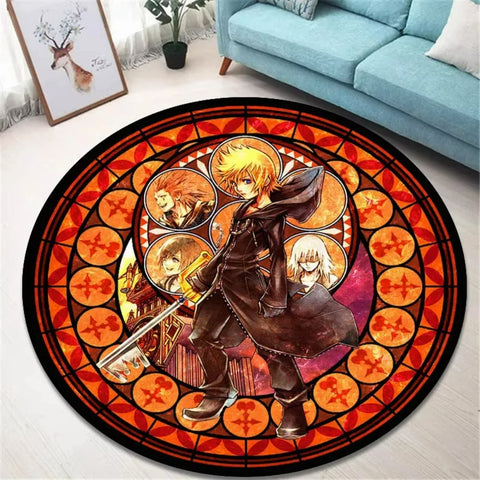 Navak Carpet K-Kingdom Heart Themed Round Carpet for Living Room and Bedroom NonSlip Floor Mat Rug for Gaming Enthusiast Birthday Gift Idea