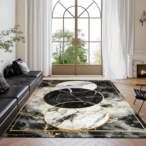 Navak Carpet Nordic Marble Print Area Rug for Living Room in Front of Sofa Non-Slip Modern Floor Mat for Bedroom