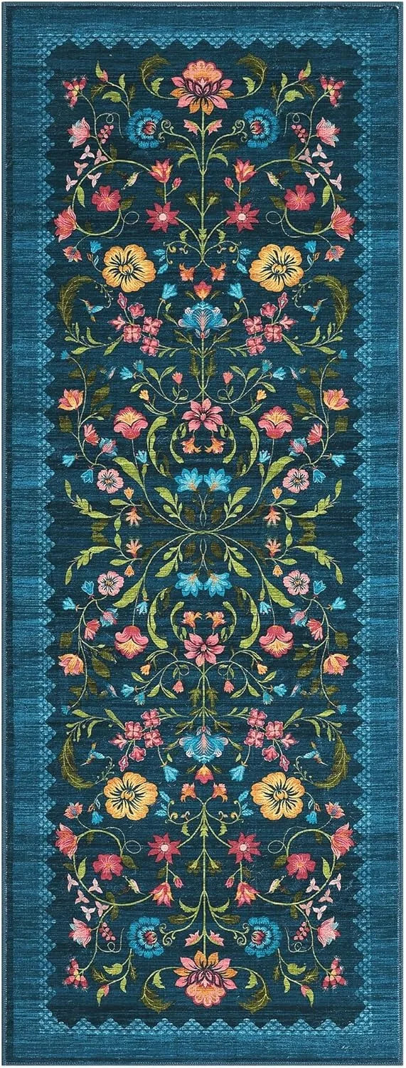 Navak Carpet Hallway Runner Rug Washable Floral Corridor Long Carpet Soft Low Pile Christmas Decor Carpets Bedroom Floor Mat Non-slip Mats