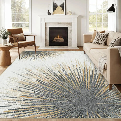 Navak Carpet Washable Faux Cashmere Area Rug – Abstract Non-Slip Carpet for Living Room & Bedroom, Stain Resistant Large Floor Mat