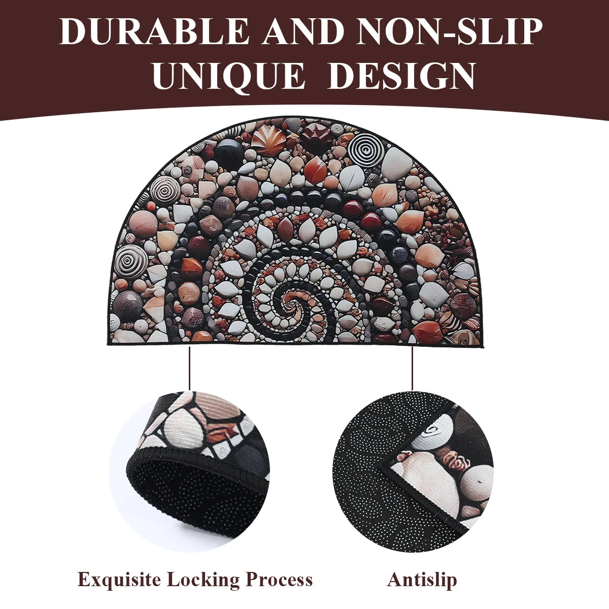 Navak Carpet Semi-circular Crystal Velvet Pebble Stereoscopic Living Room Carpet Visual Corridor Mat Hotel Bedroom Stone Floor Floor Door Mat