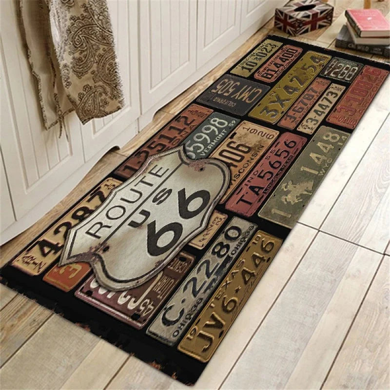Navak Carpet Route 66 Design Kitchen Floor Mat Entrance Doormat Home Decor Carpet for Living Room Bedroom Rugs Bathroom Non-slip Mat Foot Pad