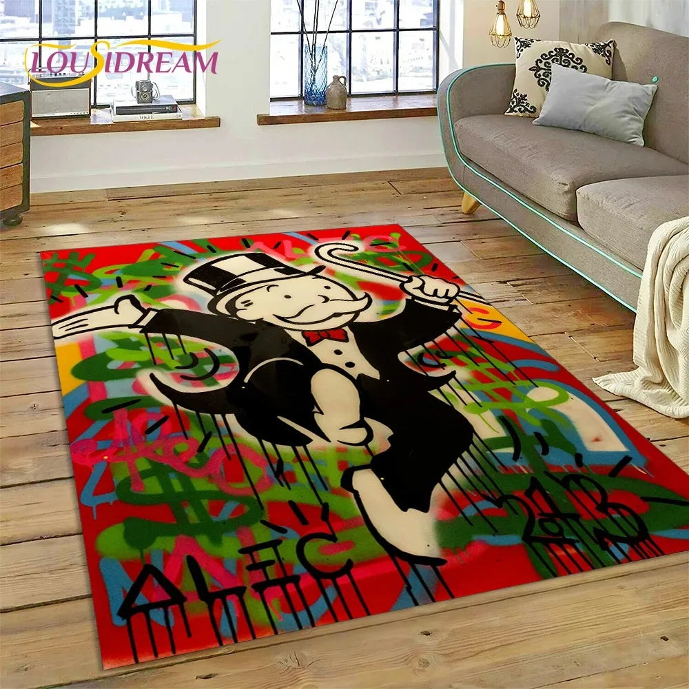 Navak Carpet Game Dollar Monopoly Cartoon Carpet Cute Money Rug For Living Room Bedroom Home Bathroom Floor Mat Non-slip Decoration Sofa