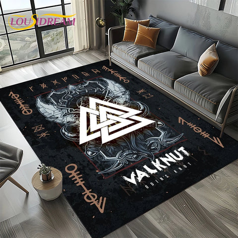 Navak Carpet Odin Viking Symbol Valknut Nordic Valhalla Carpet Rug for Living Room Bedroom Home Sofa Decoration,Area Rug Non-slip Floor Mat