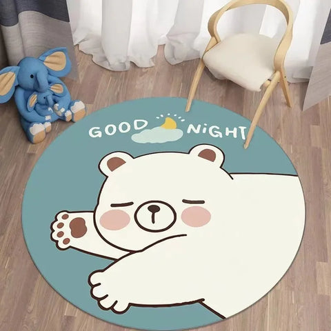 Navak Carpet Cartoon Animal Round Rug Girl Children's Room Crawling Floor Mat Bedroom Living Room