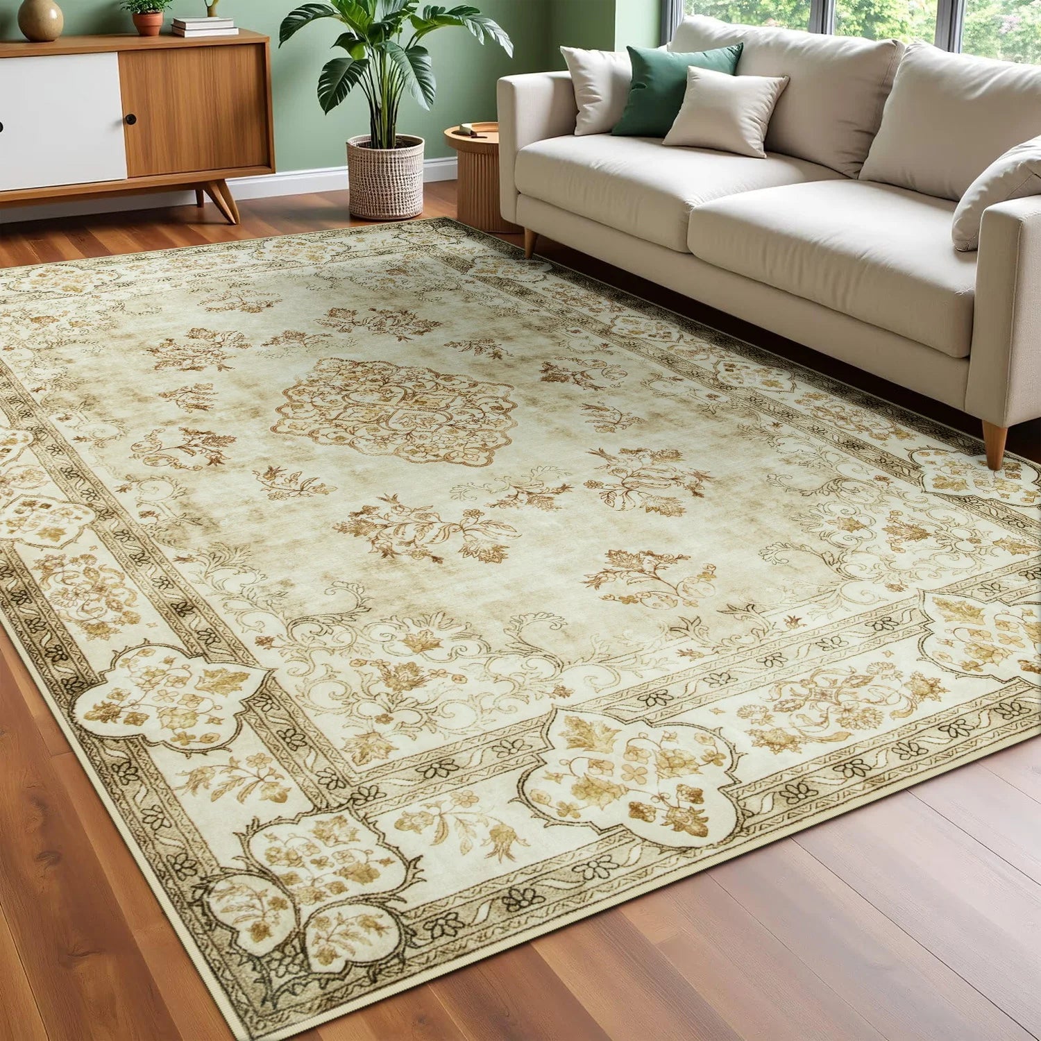 Navak Carpet Area Rugs for Living Room Elegant Floral Traditional Faux Wool Area Rug