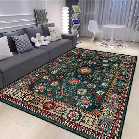Navak Carpet  Persian Style Big Size Green Carpet Living Room Non-slip Easy Cleaning Coffee Tables Mat Soft Foldable Dining Room Decor Rug