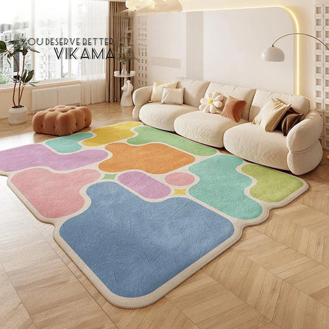 Navak Carpet Exclusive Picks Dopamine Patchwork Imitation Cashmere Rug Comfort Washable Living Room Sofa Rug Bedroom Rug Recliner Chair Rug Home Decor