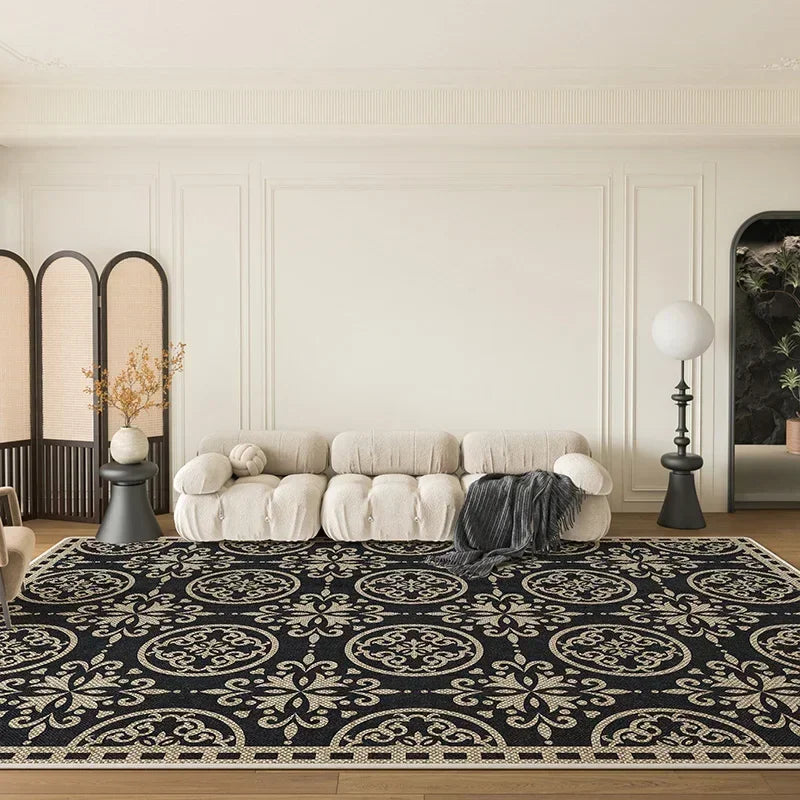 Navak Carpet French Retro Style Carpets for Living Room Large Area Bedroom Decor Plush Carpet Waterproof Bedside Floor Mat Anti-slip Soft Rug