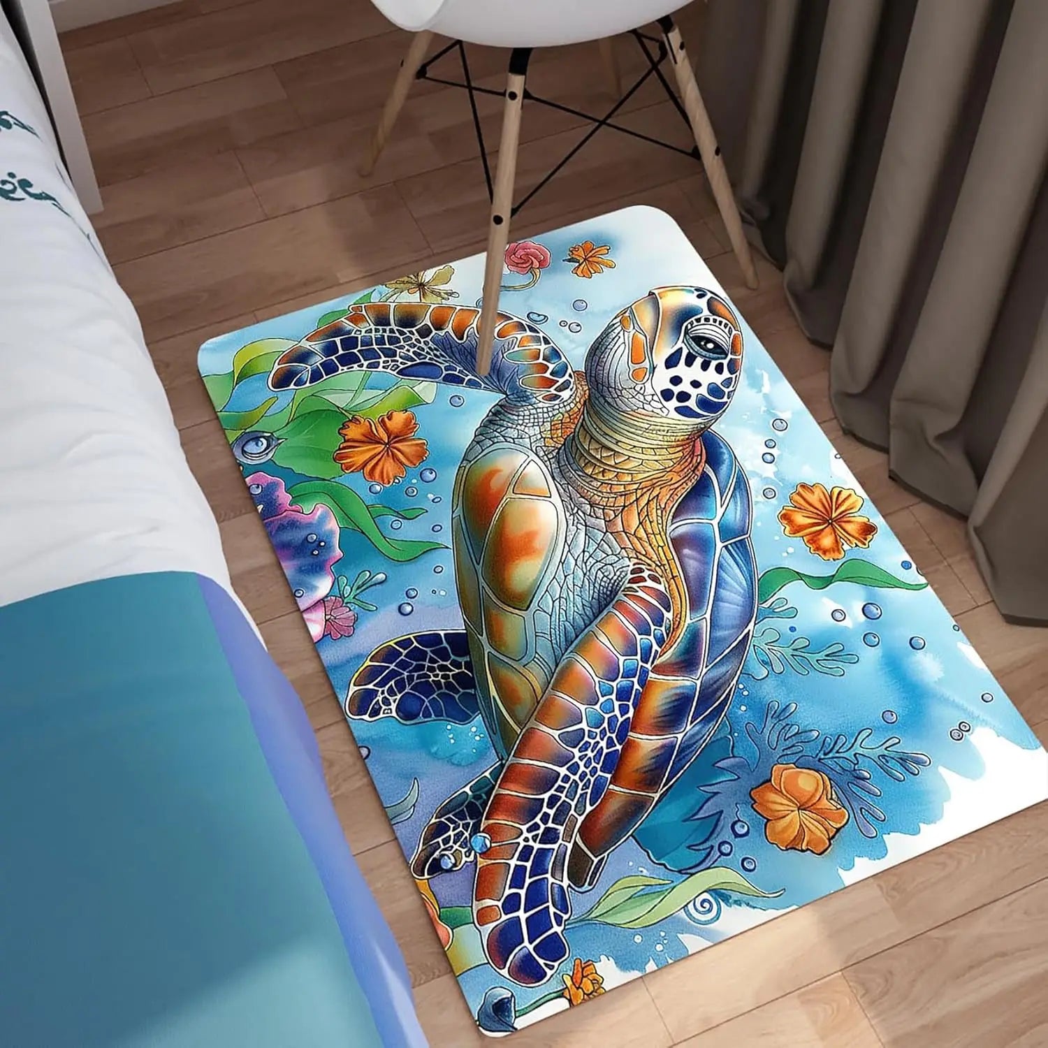 Navak Carpet Ocean Theme Sea Turtle Rug for Living Room and Kids Bedroom, Coastal Decor Carpet, Underwater Sea Life Animal Rug