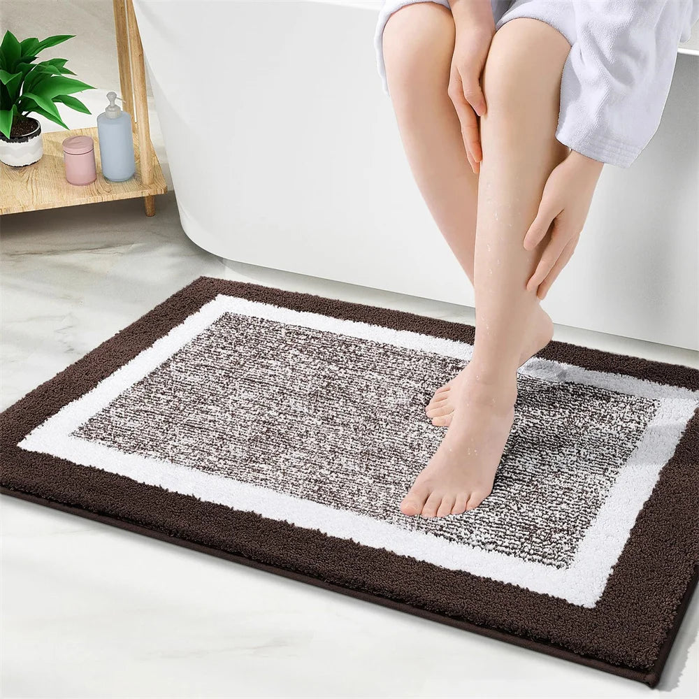 Navak Carpet Olanly Shaggy Bath Mat Microfiber Super Absorbent Bathroom Shower Rug Non-Slip Soft Shower Mats Floor Plush Carpet Foot Wash Mat