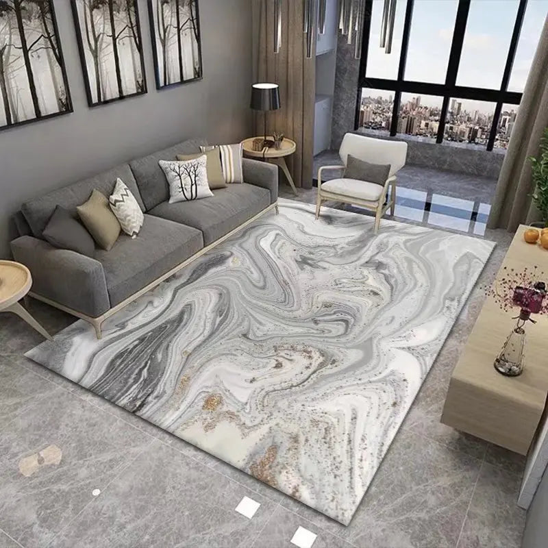 Navak Carpet Marble Pattern Area Rug – Soft Living Room Carpet, Non-Slip Washable Floor Mat for Bedroom, Bedside, Modern Home Decor