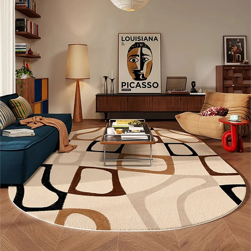 Navak Carpet Living Room Carpet Sofa Coffee Table Rug Irregular Non-slip Floor Mat Machine Washable Soft Bedroom Rugs Retro Home Decoration