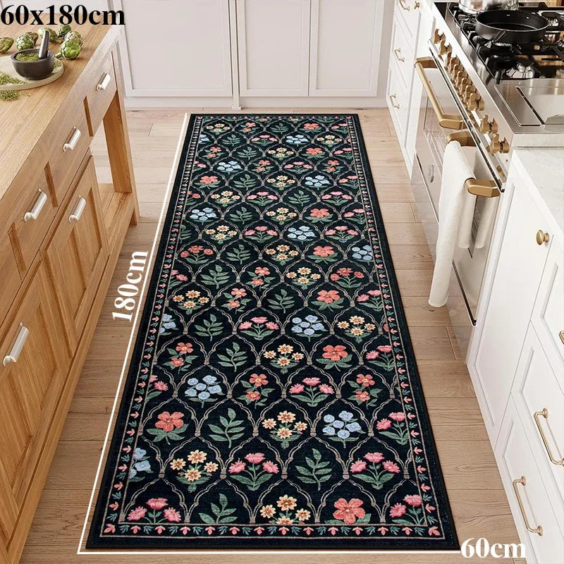Navak Carpet Hallway Carpet Runway Long Rug Machine Washable Folding Non-slip Floor Mat Spring Flower Home Decoration Rugs for Living Room