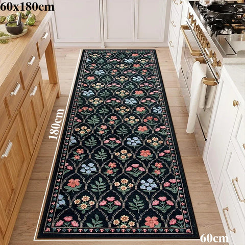 Navak Carpet Hallway Carpet Runway Long Rug Machine Washable Folding Non-slip Floor Mat Spring Flower Home Decoration Rugs for Living Room