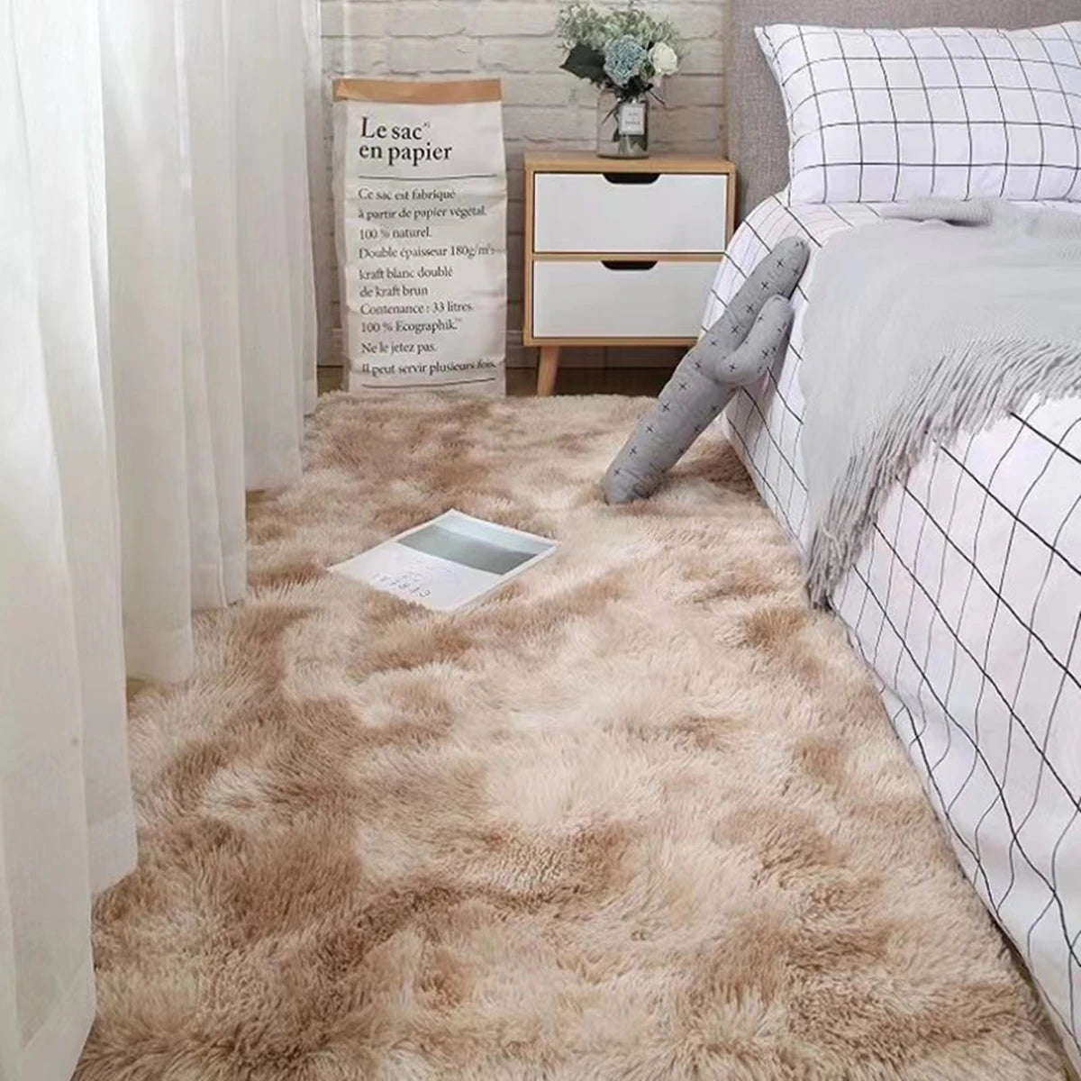 Navak Carpet Soft Area Rugs Bedroom Carpet Fluffy Non-slip Tie-Dyed Fuzzy Shag Plush Soft Shaggy Bedside Rug Living Room Carpet
