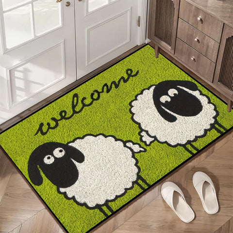 Navak Carpet Elegant, Rustic Sheep Welcome Mat Machine Washable Floor Rug for Home Decor | Perfect for Entryway, Kitchen, Bedroom & Hallway