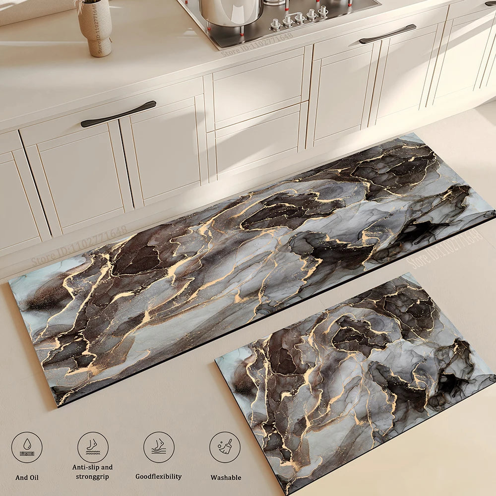 Navak Carpet Marble Kitchen Rug Hallway Entrance Doormat Home Living Room Children Bedroom Floor Decor Carpet Bathroom Door Non-Slip Foot Mat