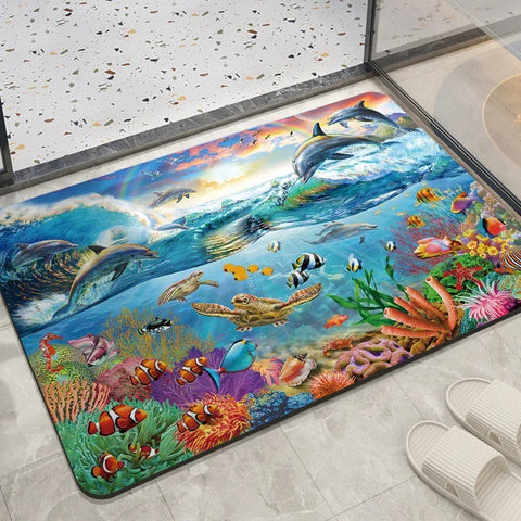 Navak Carpet Home decoration bedroom living room entrance entrance floor mat sea animal dolphin pattern kitchen bathroom absorbent carpet
