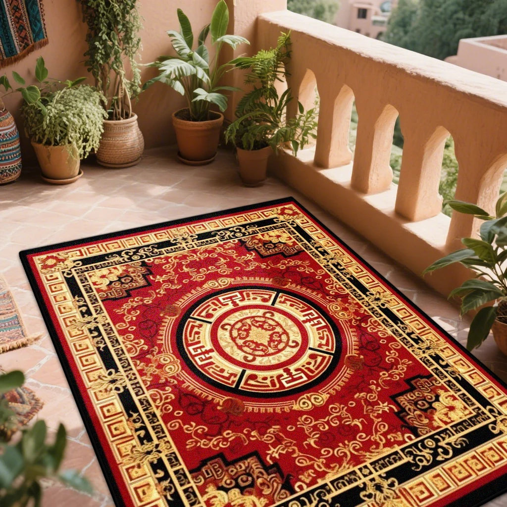Navak Carpet Retro Red Persian Carpet for Rooms Non-slip Decoration Home Boho rugs Washable LIVE ROOM RUG Bohemian Coffee Tables Mat Bedroom