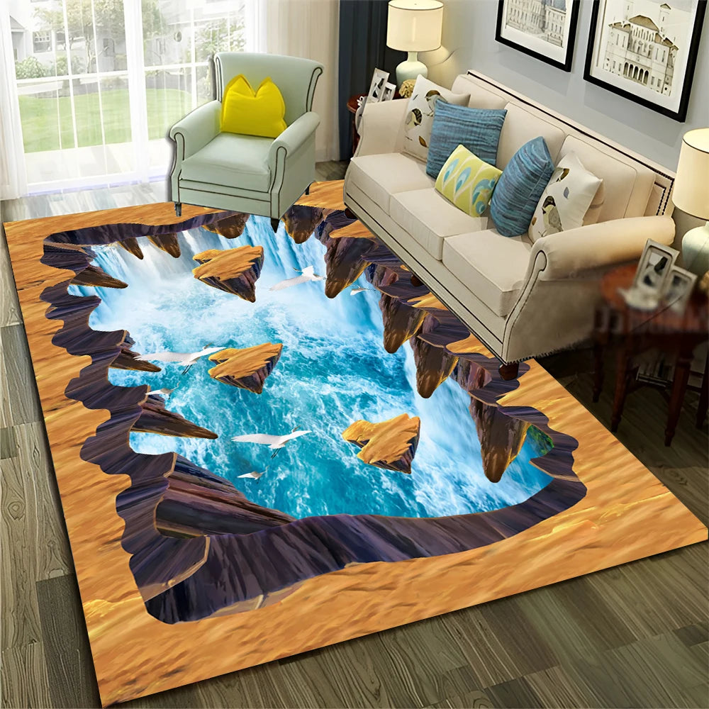 Navak Carpet 3D Illusion Vision Hallucination HD Carpet Rug for Home Living Room Bedroom Sofa Doormat Decor,Child Area Rug Non-slip Floor Mat