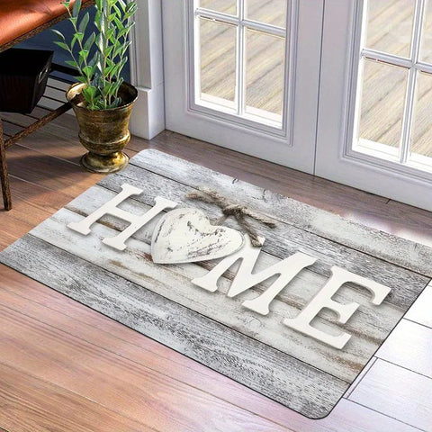 Navak Carpet Wood grain home letter print pattern rug, polyester non-slip, suitable for indoor and outdoor entrance mats, laundry room