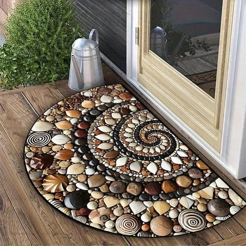 Navak Carpet Non Slip Half Round Doormat Flower Floral Absorbent Welcome Rugs Washable Door Mat Entrance Mat Indoor Outdoor