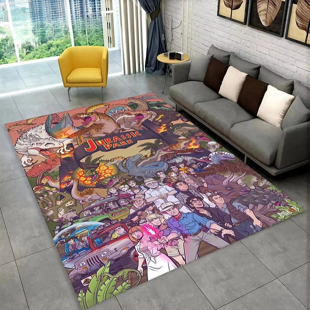 Navak Carpet 3D J-Jurassic Park Dinosaur Carpet Large Area Rug Bedroom Kids’ Playroom Floor Mat Non-Slip Living Room Decor Fun Sofa Accent