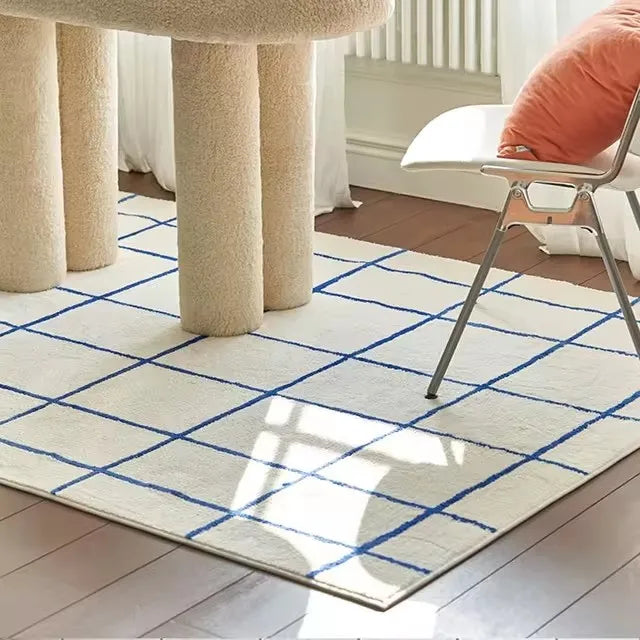 Navak Carpet New Large Plaid Rug for Living Room, Shaggy, Soft, Balcony Floor Mat, Modern Art, Minimalism Area Rugs, Bedroom Carpet 2024