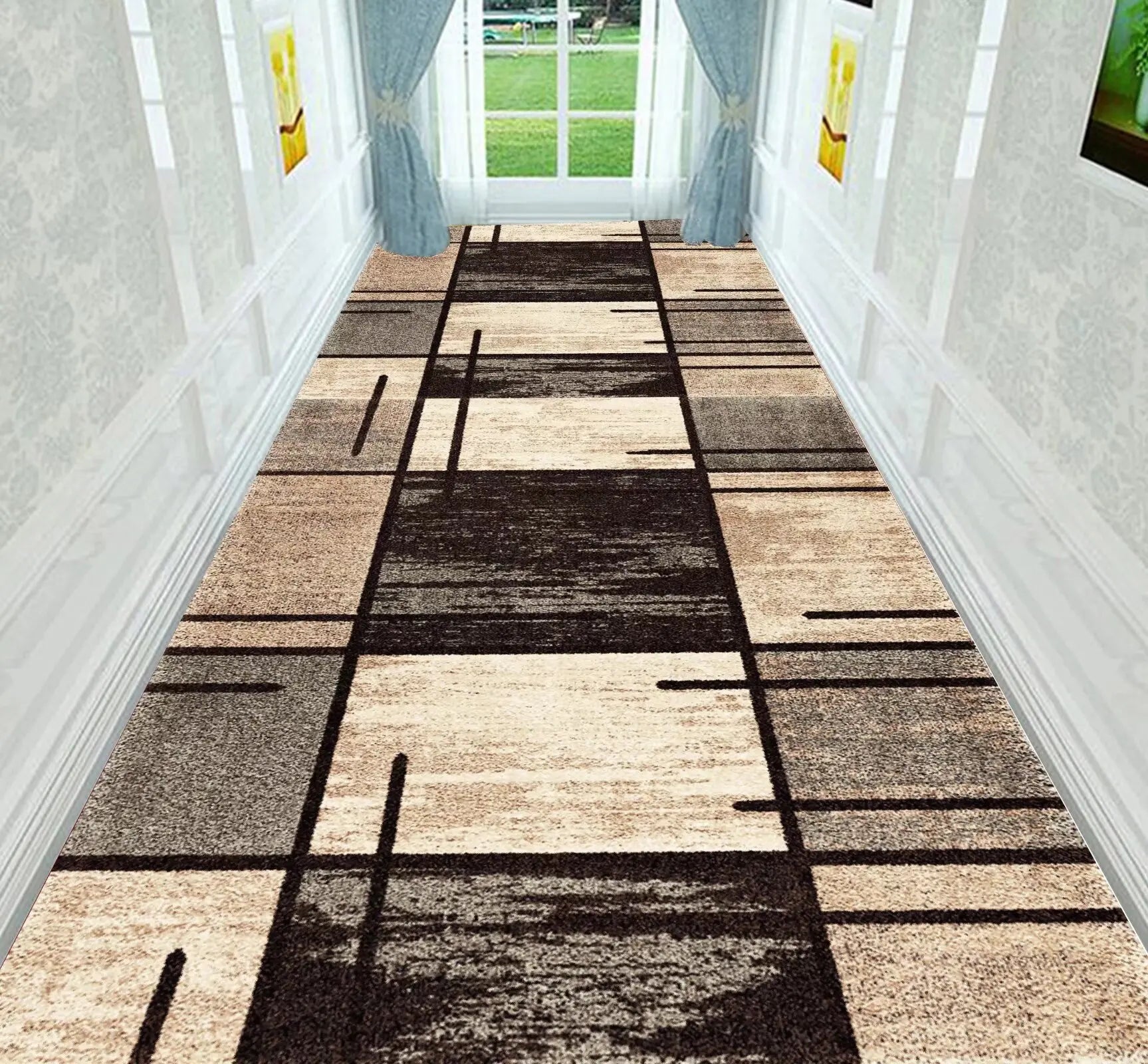 Navak Carpet Nordic Modern Villa Long Corridor Carpet Runner Hall Passageway Home Large Rugs Stairway Comfortable Durable Washable Floor Mat