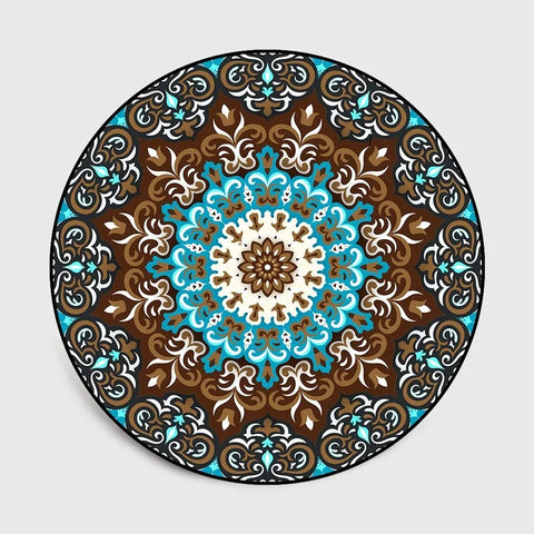 Navak Carpet Round Bohemian Mandala Carpet for Living Room Geometric Print Ethnic Style Bedroom Mat Home Decor Rugs Machine Washable Area Rug